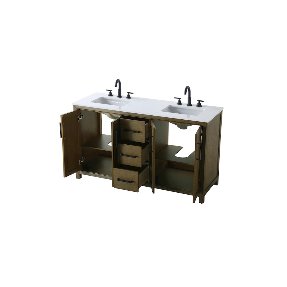 60 Inch Double Bathroom Vanity In Hazel Oak