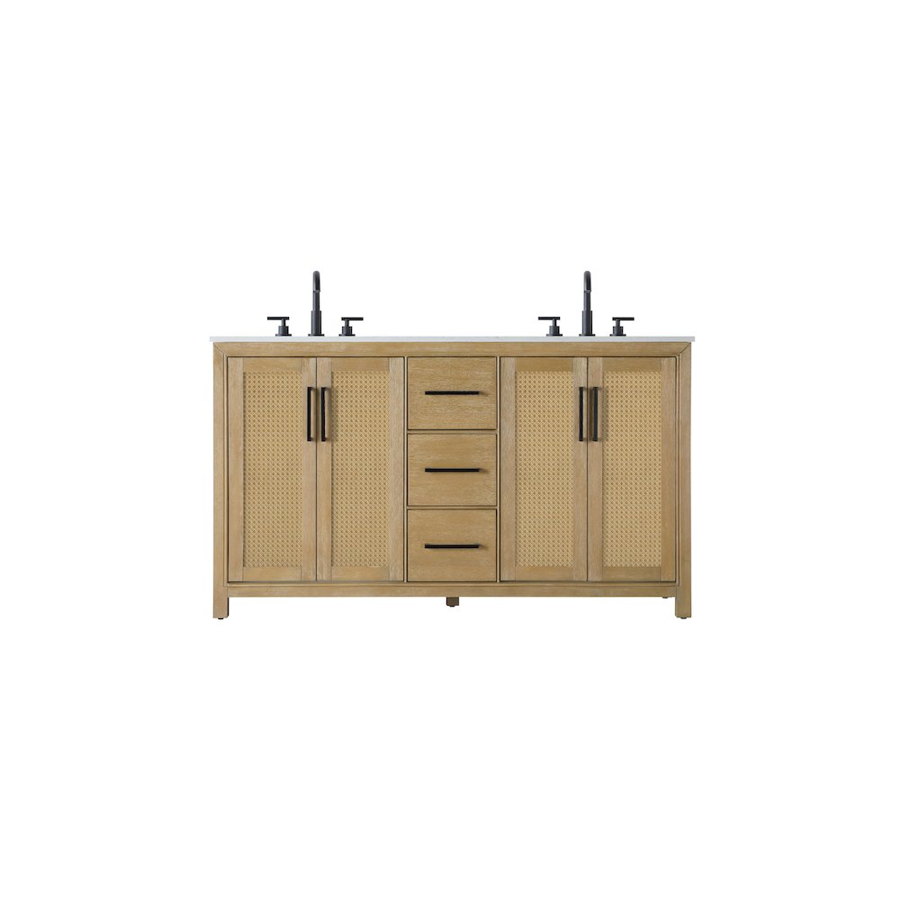 60 Inch Double Bathroom Vanity In Linen Oak