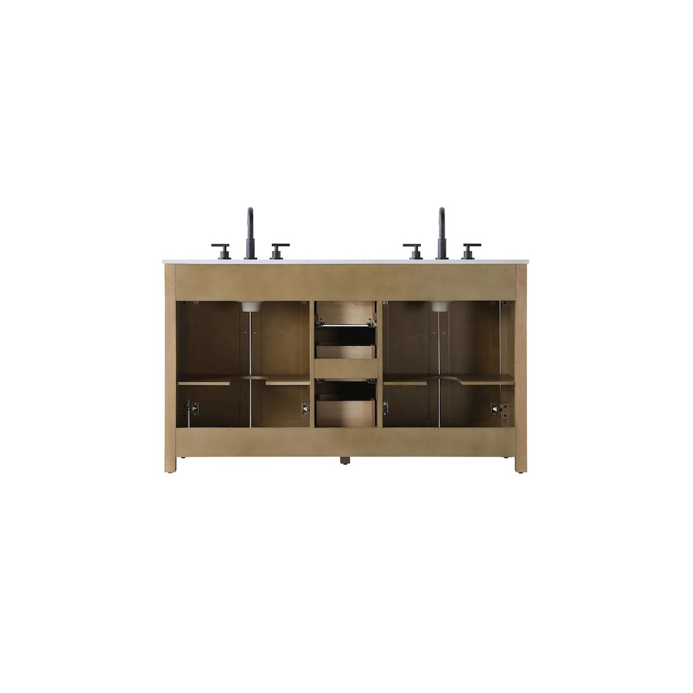 60 Inch Double Bathroom Vanity In Linen Oak