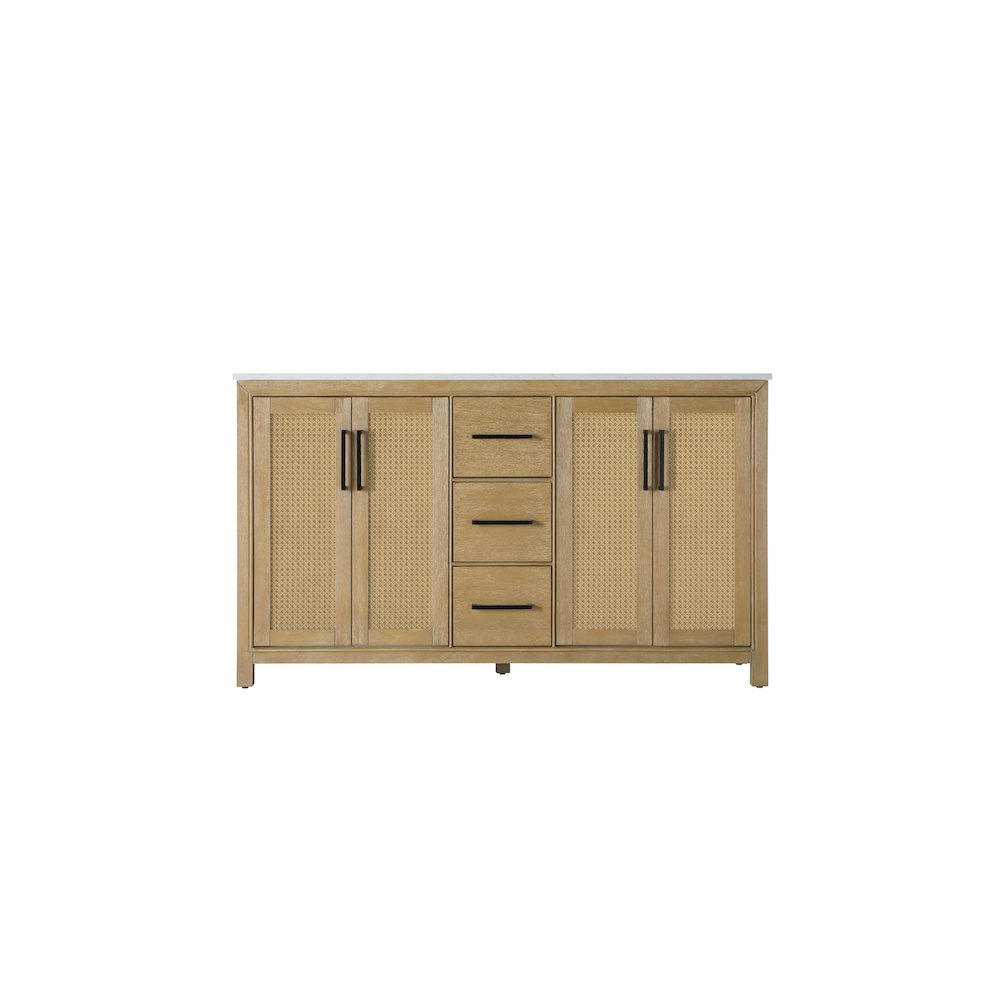 60 Inch Double Bathroom Vanity In Linen Oak
