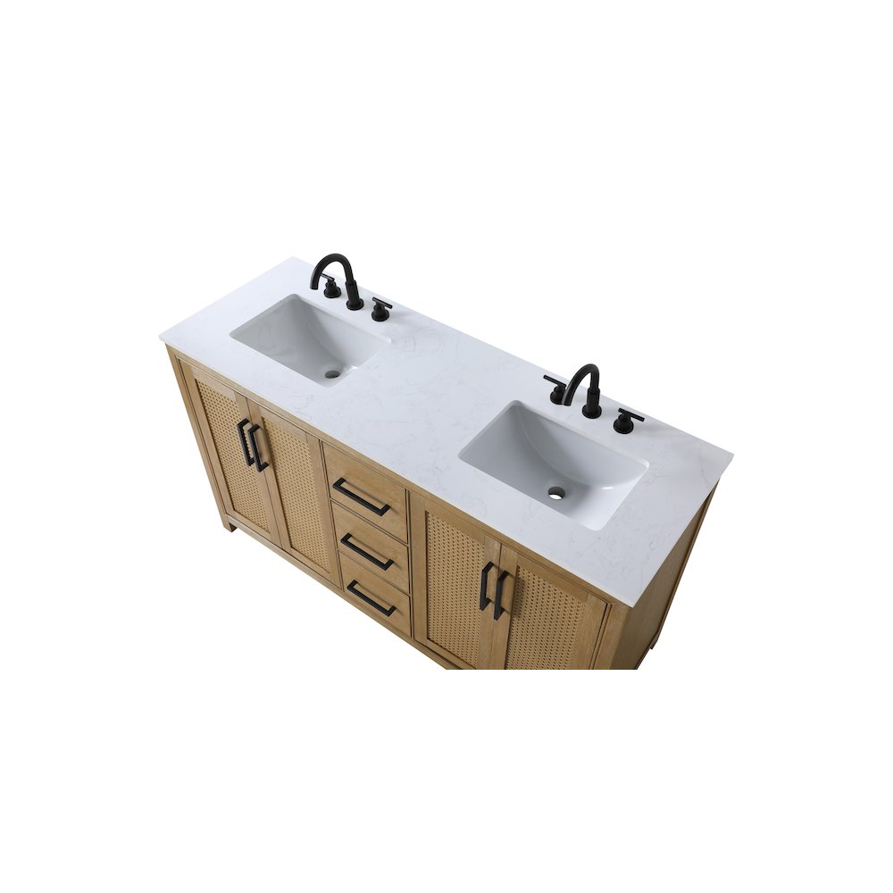 60 Inch Double Bathroom Vanity In Linen Oak