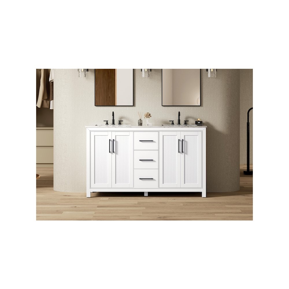 60 Inch Double Bathroom Vanity In White