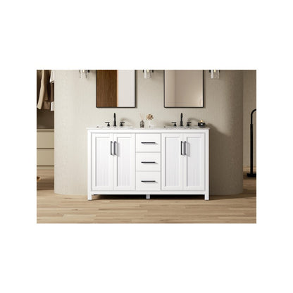 60 Inch Double Bathroom Vanity In White