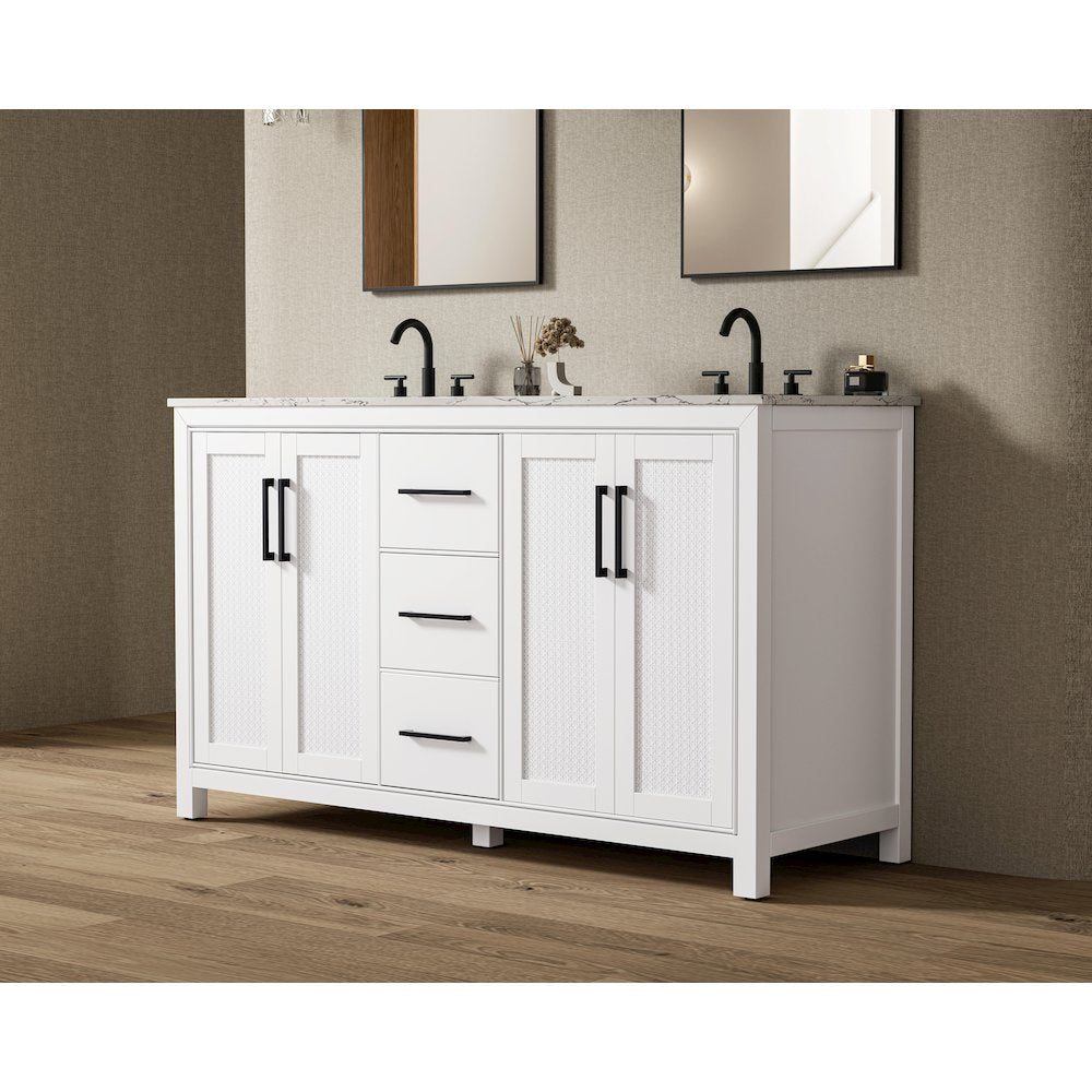 60 Inch Double Bathroom Vanity In White