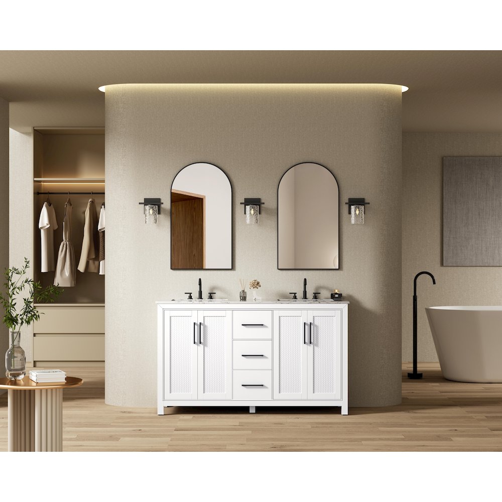 60 Inch Double Bathroom Vanity In White