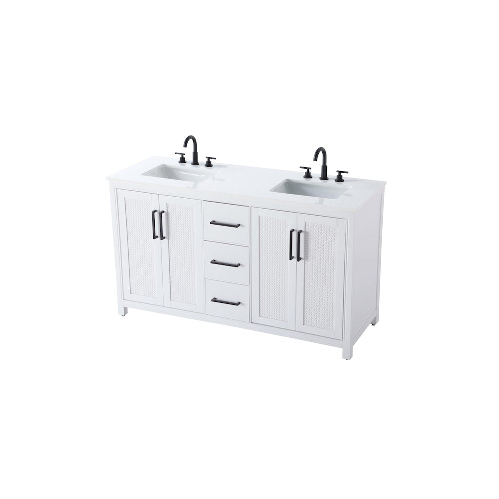 60 Inch Double Bathroom Vanity In White