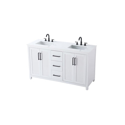60 Inch Double Bathroom Vanity In White