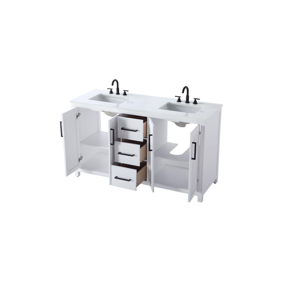 60 Inch Double Bathroom Vanity In White