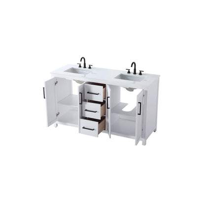 60 Inch Double Bathroom Vanity In White