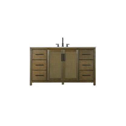 60 Inch Single Bathroom Vanity In Hazel Oak