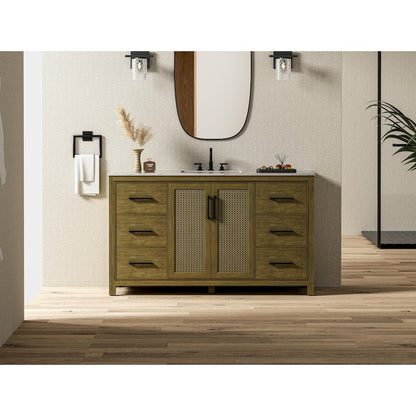 60 Inch Single Bathroom Vanity In Hazel Oak