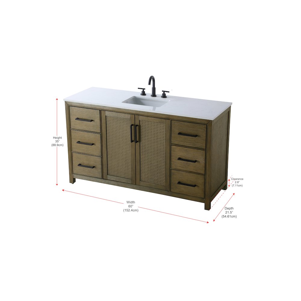 60 Inch Single Bathroom Vanity In Hazel Oak