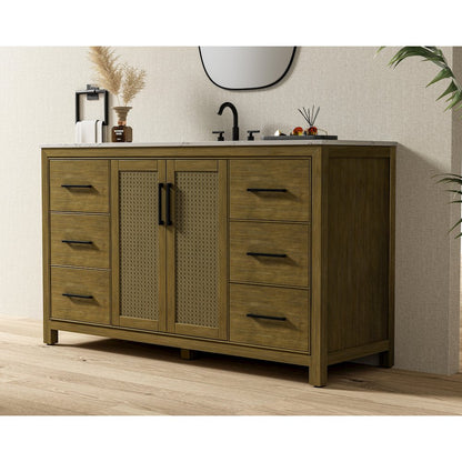 60 Inch Single Bathroom Vanity In Hazel Oak