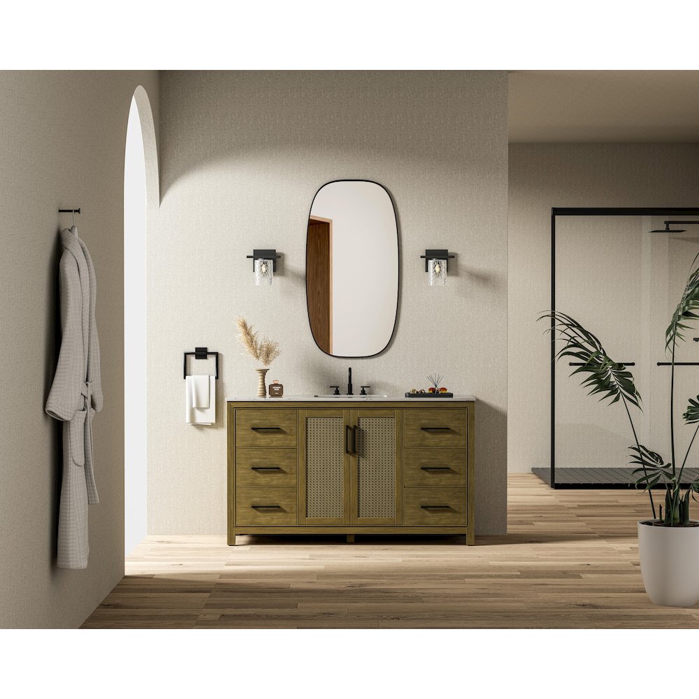 60 Inch Single Bathroom Vanity In Hazel Oak