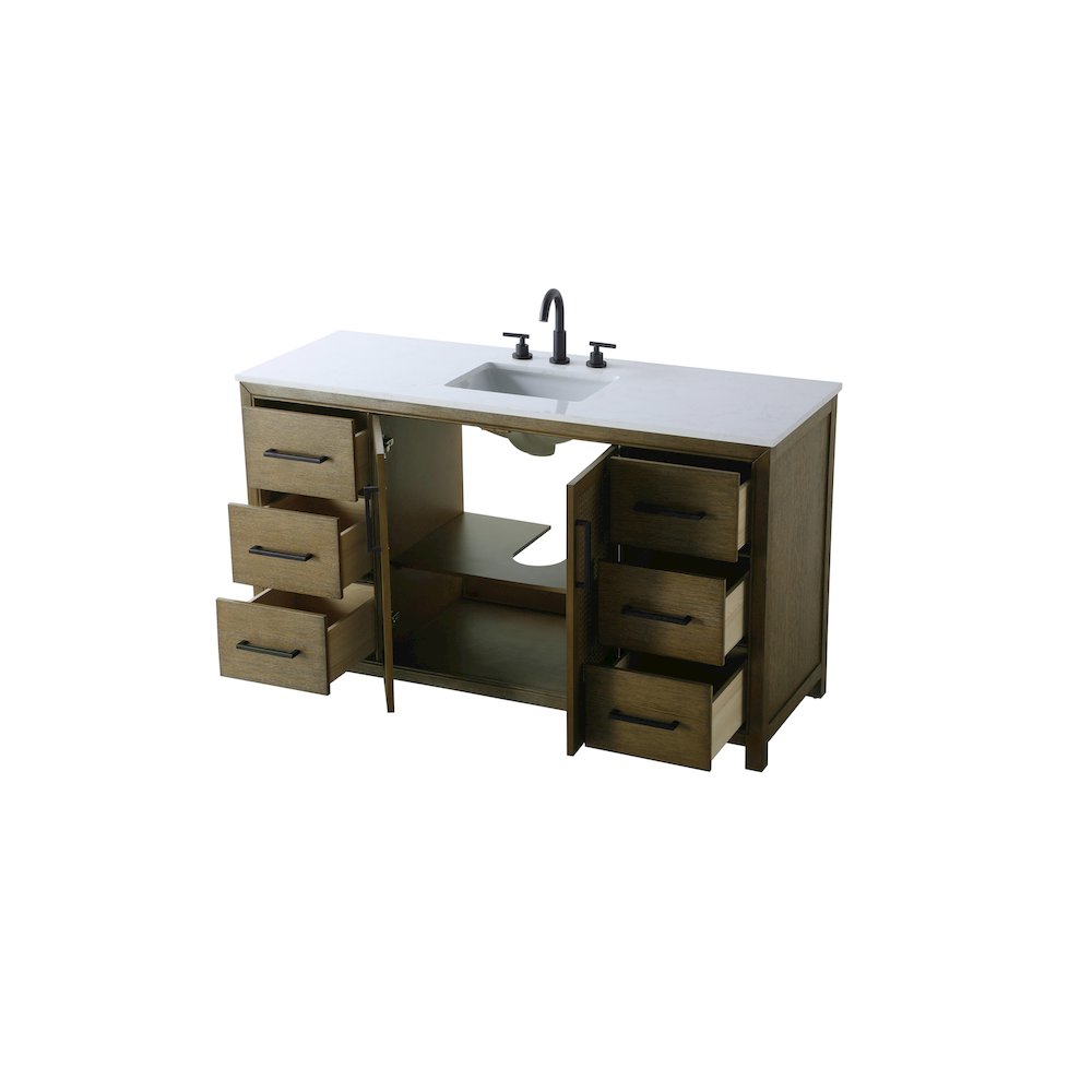 60 Inch Single Bathroom Vanity In Hazel Oak