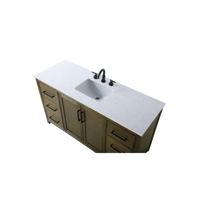 60 Inch Single Bathroom Vanity In Hazel Oak