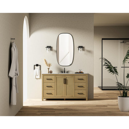 60 Inch Single Bathroom Vanity In Linen Oak