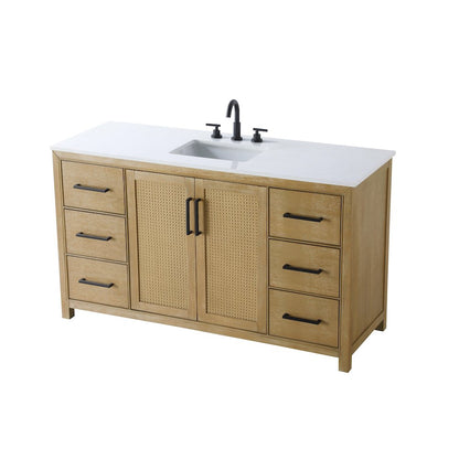 60 Inch Single Bathroom Vanity In Linen Oak