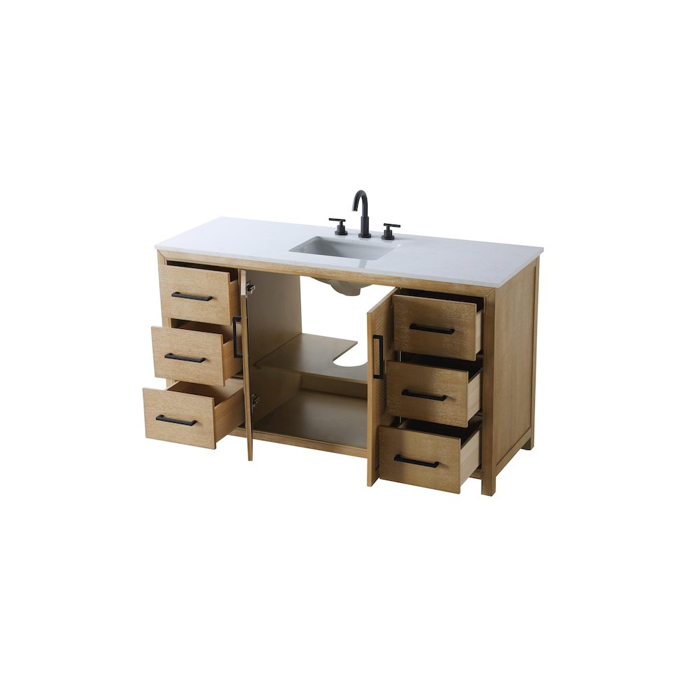 60 Inch Single Bathroom Vanity In Linen Oak