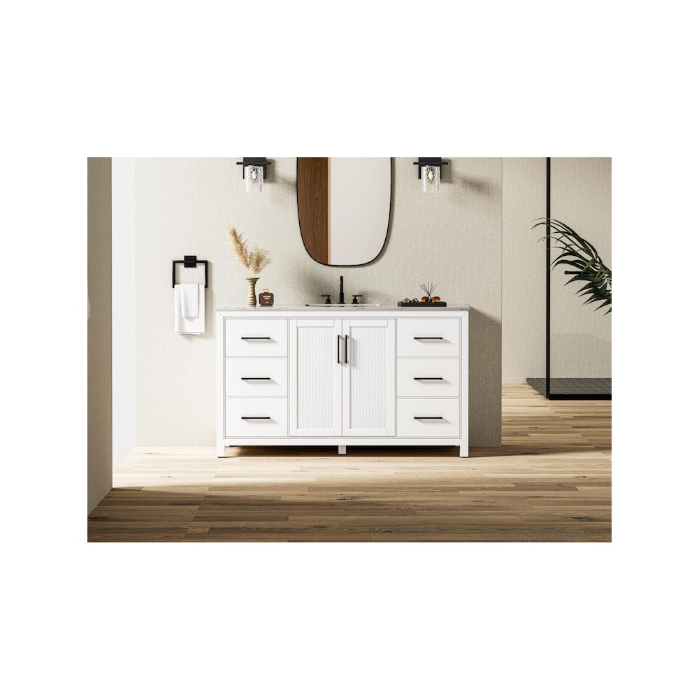 60 Inch Single Bathroom Vanity In White