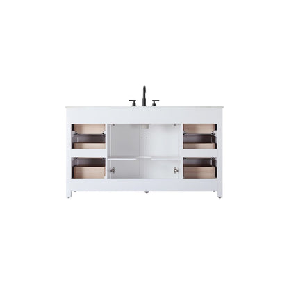 60 Inch Single Bathroom Vanity In White
