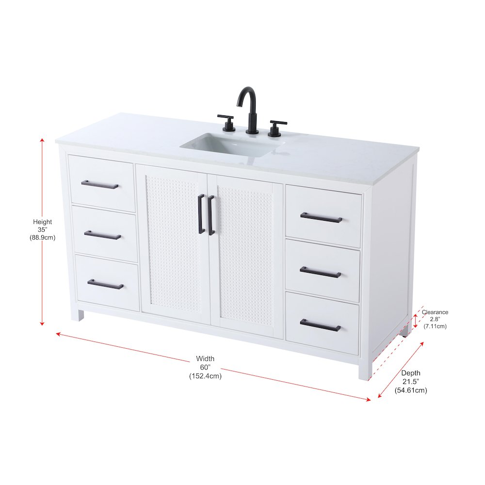 60 Inch Single Bathroom Vanity In White