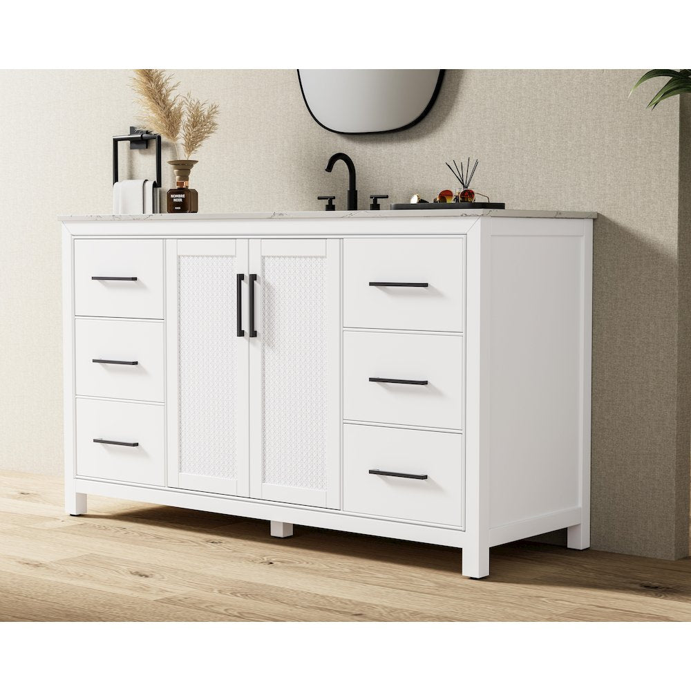 60 Inch Single Bathroom Vanity In White