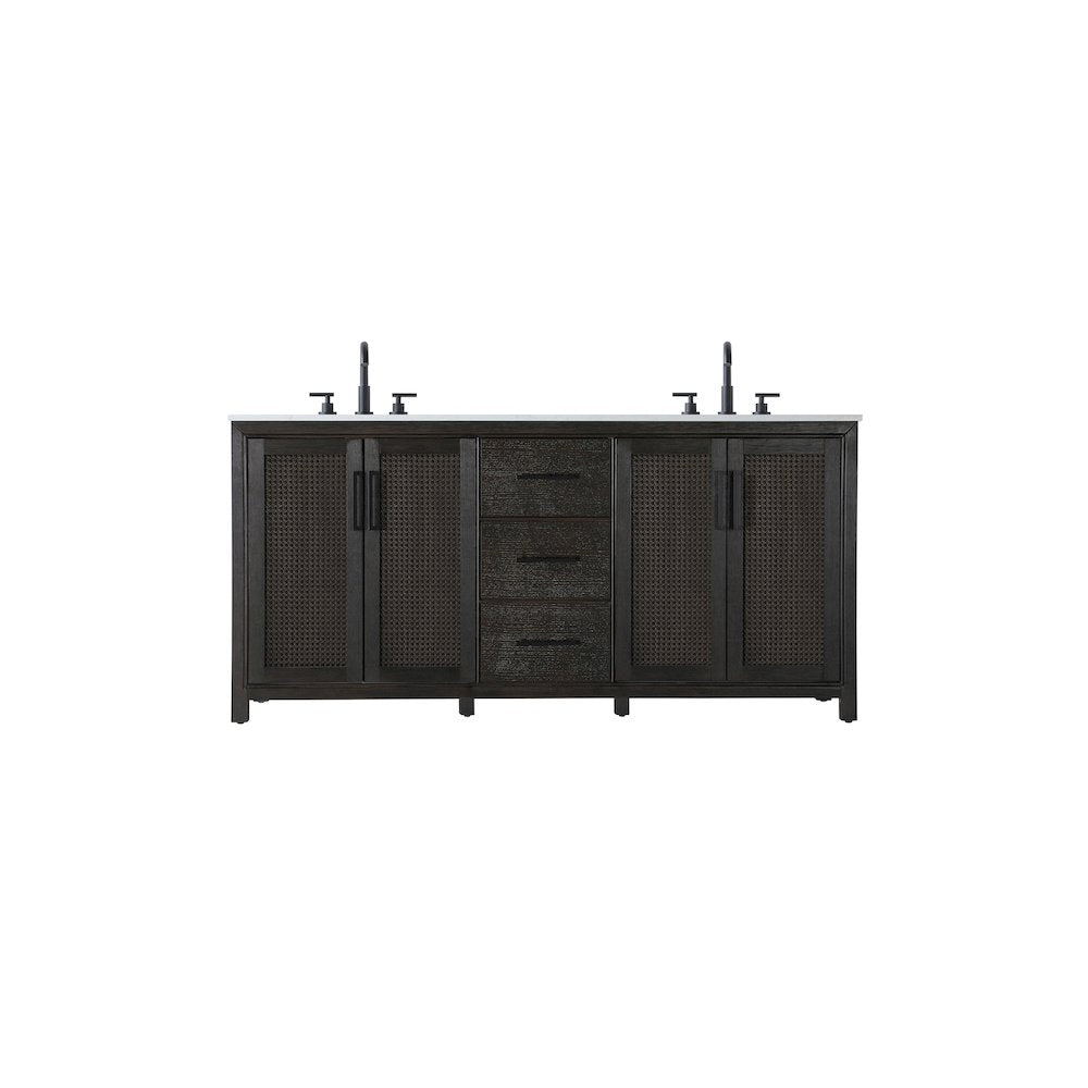 72 Inch Double Bathroom Vanity In Chocolate Oak