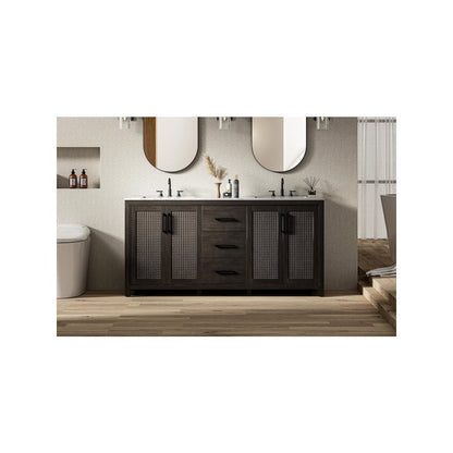 72 Inch Double Bathroom Vanity In Chocolate Oak