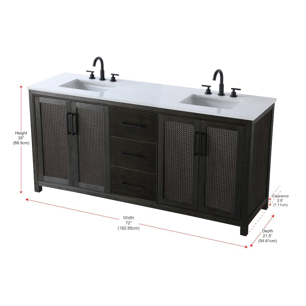 72 Inch Double Bathroom Vanity In Chocolate Oak