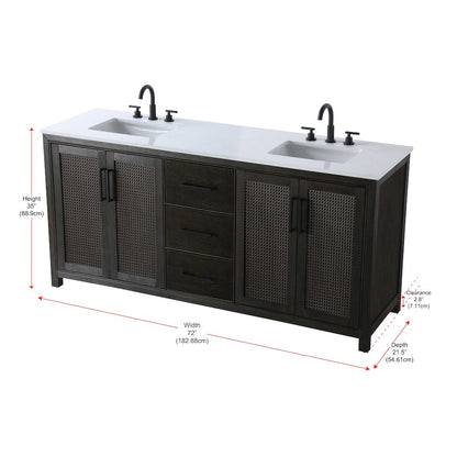 72 Inch Double Bathroom Vanity In Chocolate Oak