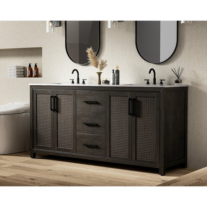 72 Inch Double Bathroom Vanity In Chocolate Oak
