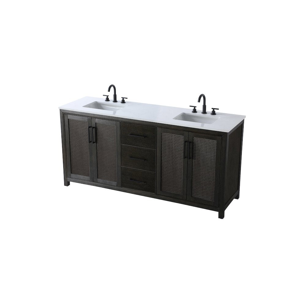 72 Inch Double Bathroom Vanity In Chocolate Oak