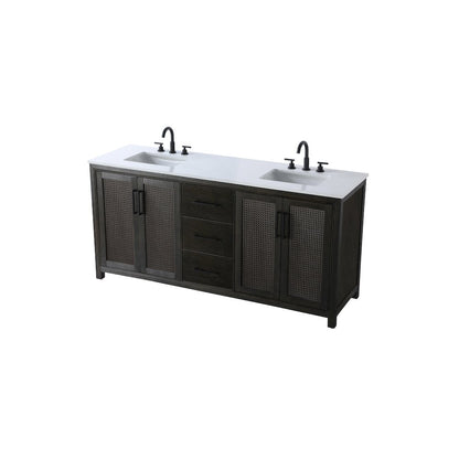 72 Inch Double Bathroom Vanity In Chocolate Oak