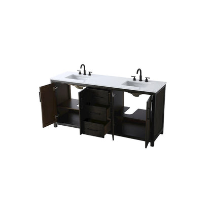 72 Inch Double Bathroom Vanity In Chocolate Oak