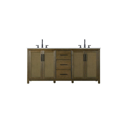 72  Inch Double Bathroom Vanity In Hazel Oak
