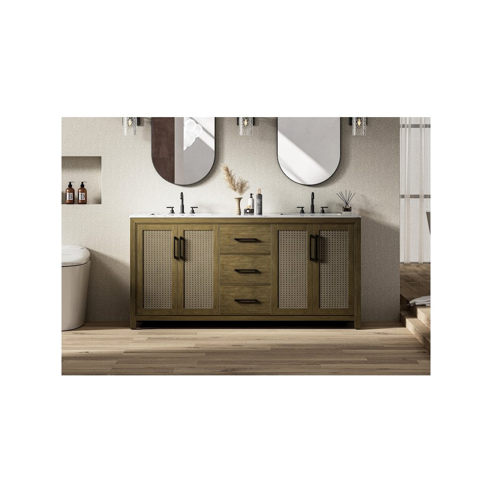 72  Inch Double Bathroom Vanity In Hazel Oak