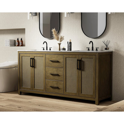 72  Inch Double Bathroom Vanity In Hazel Oak