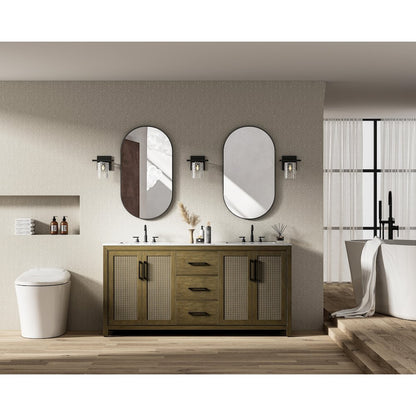 72  Inch Double Bathroom Vanity In Hazel Oak