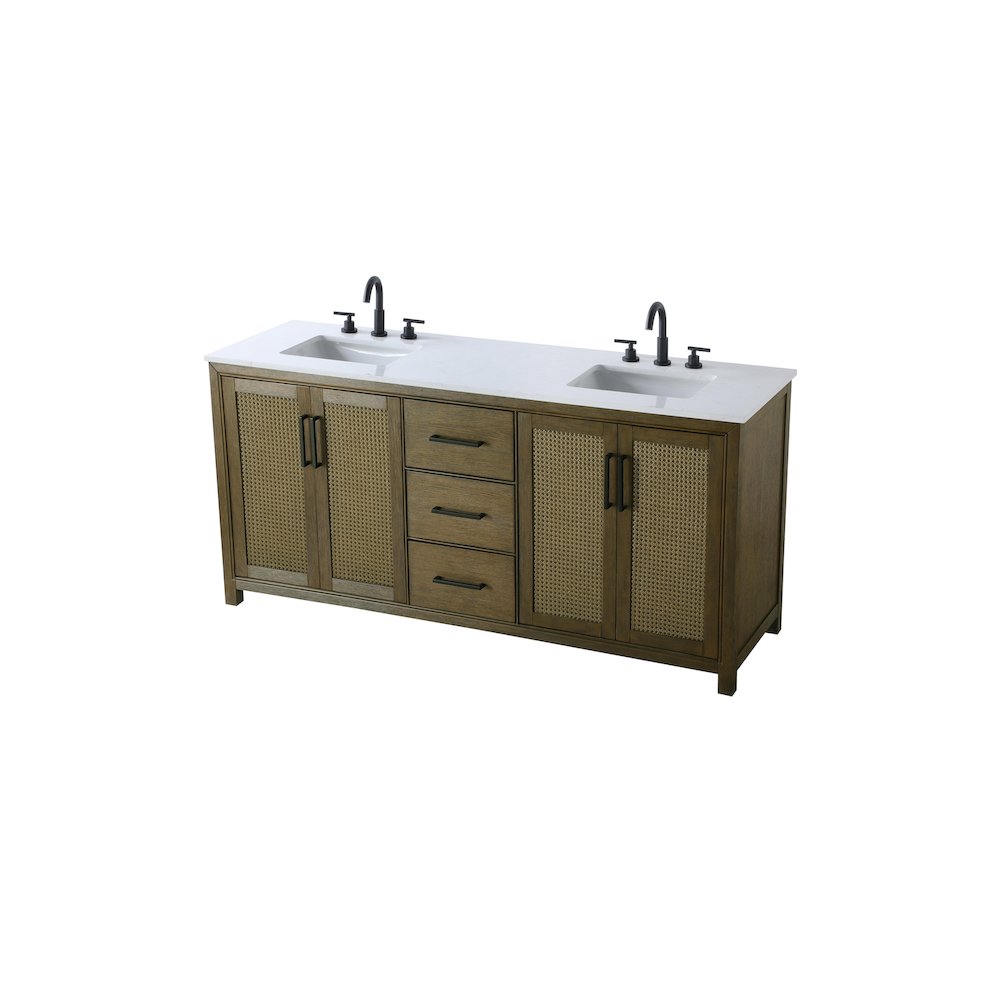 72  Inch Double Bathroom Vanity In Hazel Oak