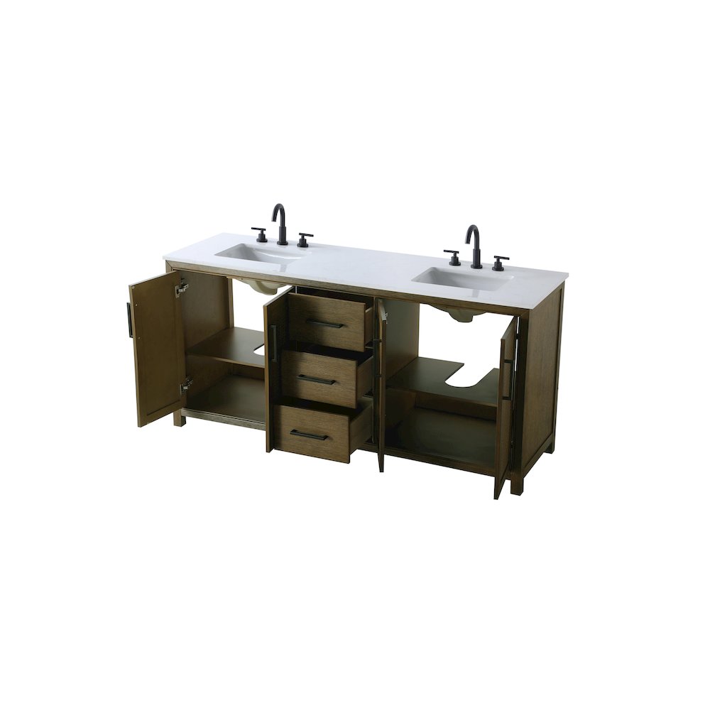 72  Inch Double Bathroom Vanity In Hazel Oak