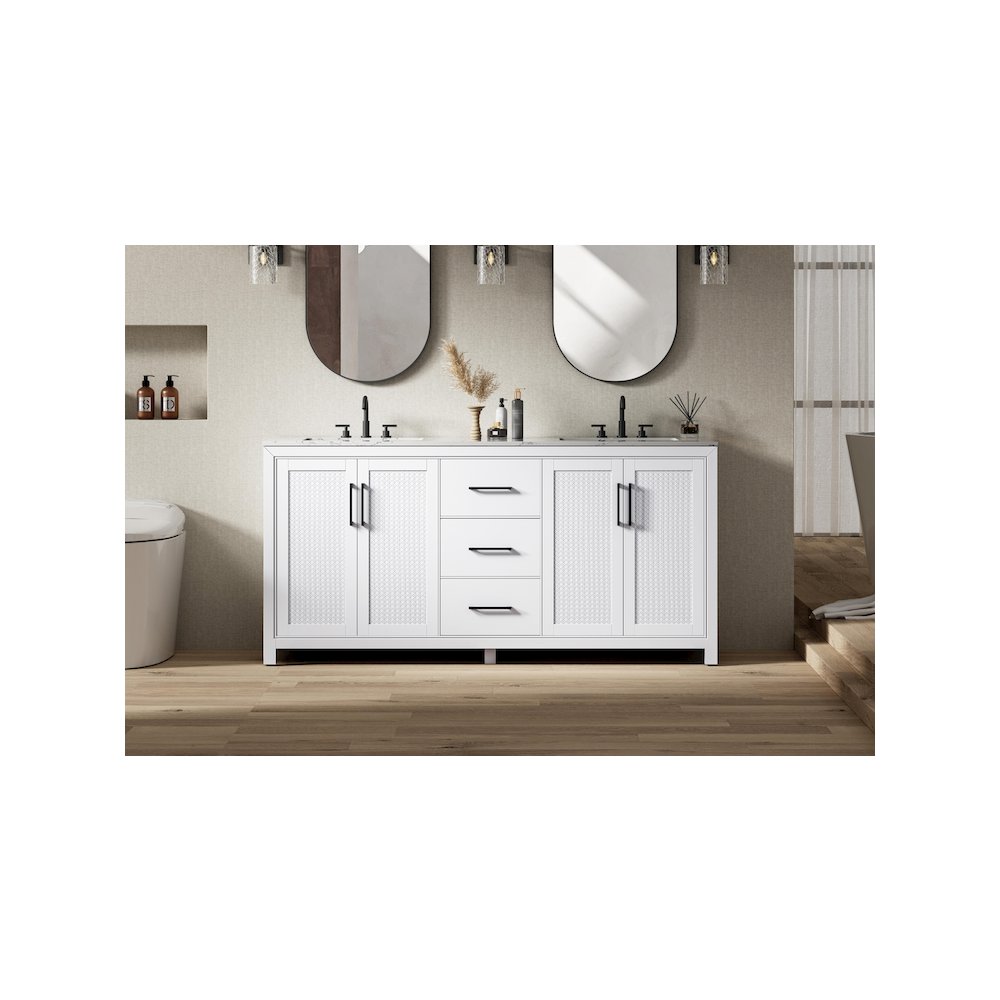 72 Inch Double Bathroom Vanity In White