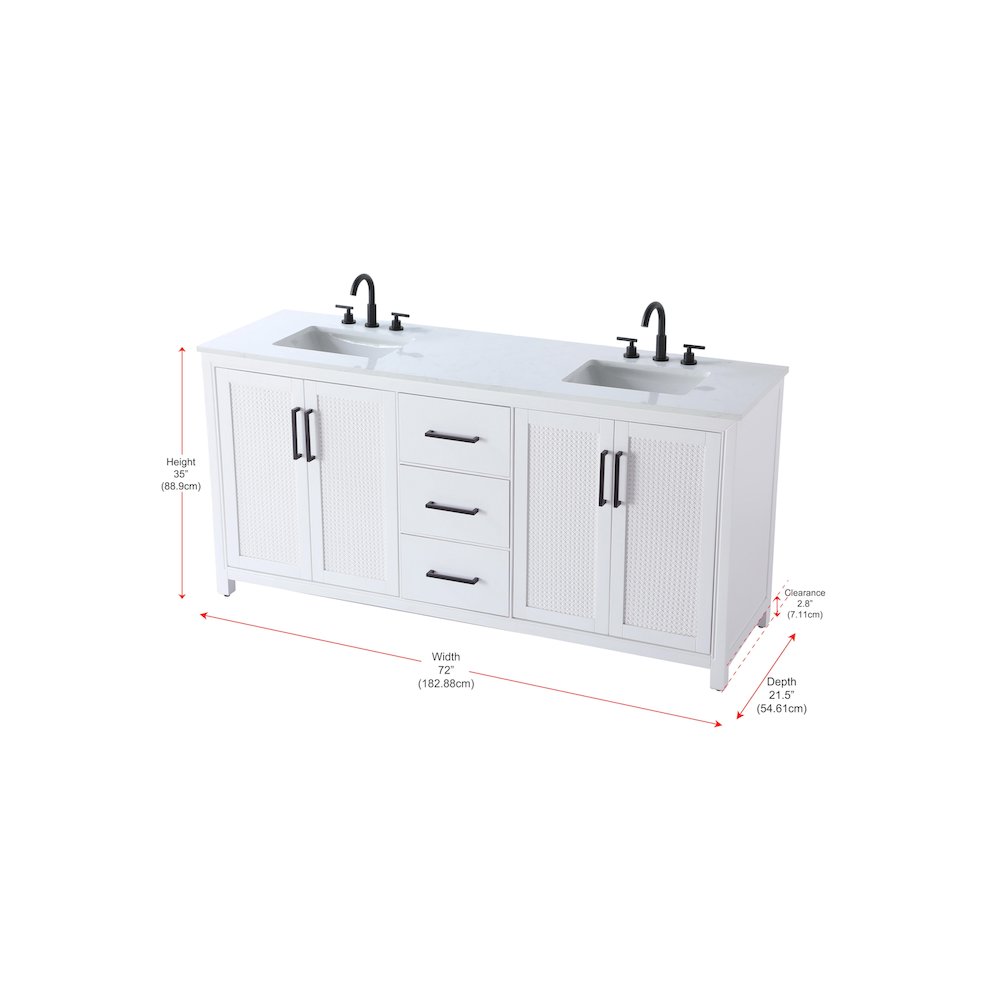 72 Inch Double Bathroom Vanity In White