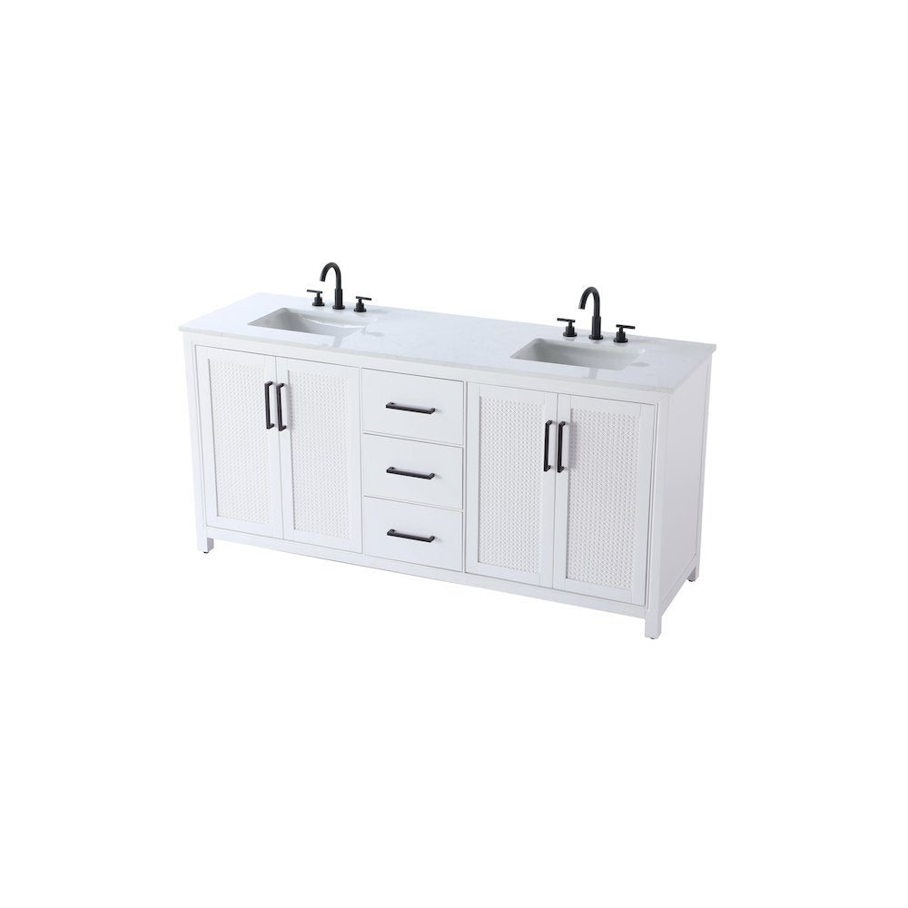 72 Inch Double Bathroom Vanity In White