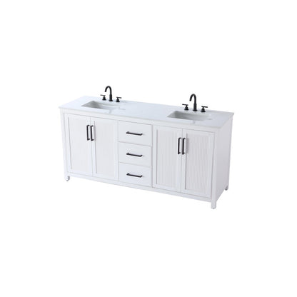 72 Inch Double Bathroom Vanity In White