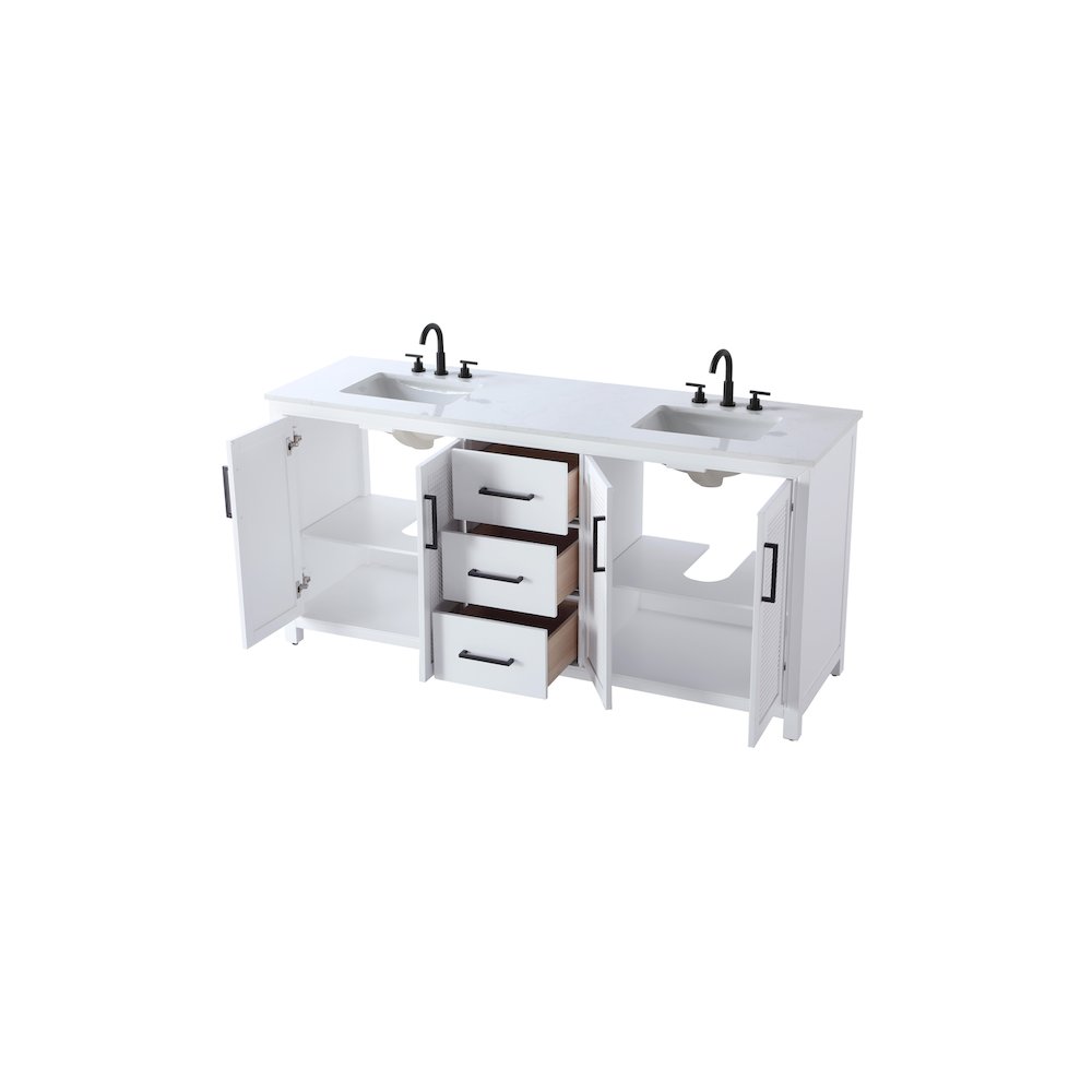 72 Inch Double Bathroom Vanity In White