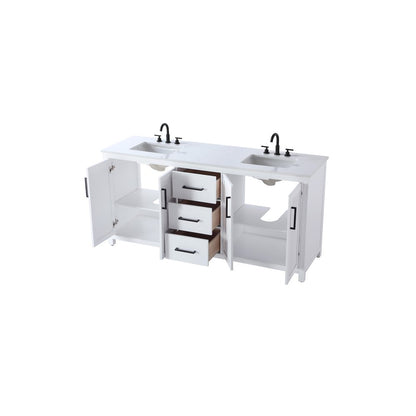 72 Inch Double Bathroom Vanity In White