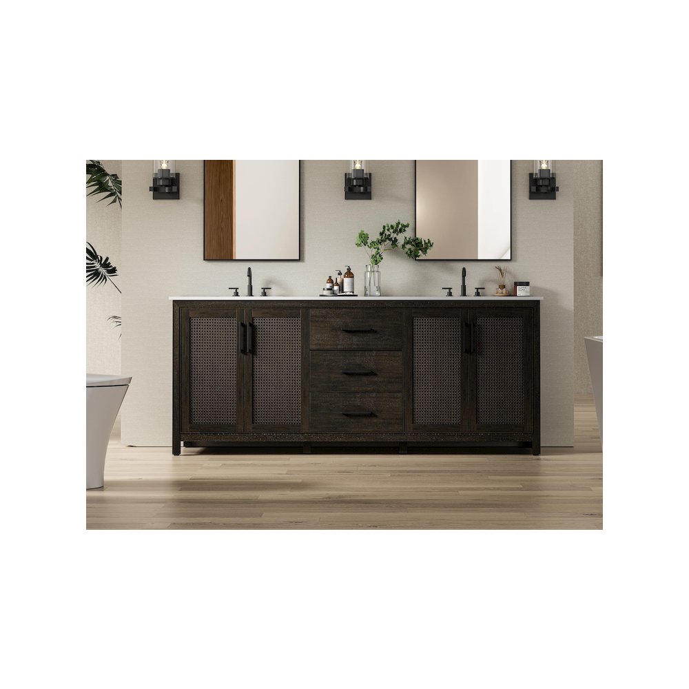 84 Inch Double Bathroom Vanity In Chocolate Oak