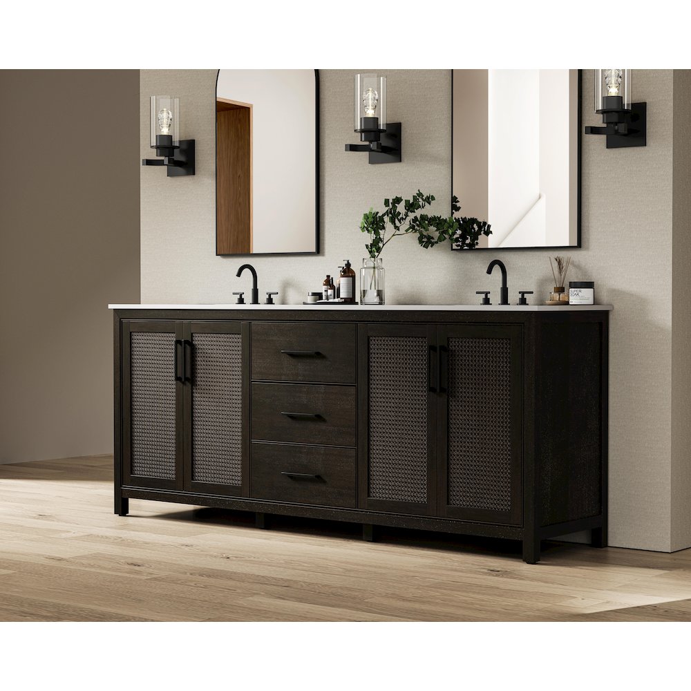 84 Inch Double Bathroom Vanity In Chocolate Oak