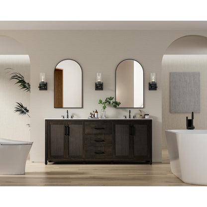 84 Inch Double Bathroom Vanity In Chocolate Oak
